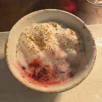 Capuccino de frutos vermelhos e coco  at Casa Vegetariana in Porto