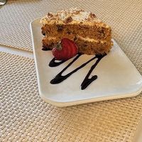 
The cake as served — looked nice but tasted disappointing.  at Casa Vegetariana in Porto