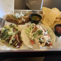Birria (top), Al Pastor (left), and Tinga (right)  at Taco Labs Boca in Boca Raton