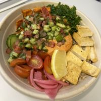 mediterranean bowl with tofu!  at Urbane Cafe in San Diego