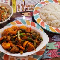 Mix vegetable dry curry with set at Mugal Mahal in Nagasaki