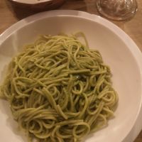 Pesto pasta vegan at Condor Cafe in Sucre