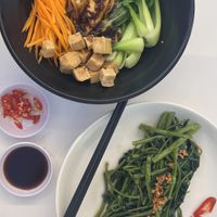 Morning glory and noodles  at Grounded Chay - Plant Based Cuisine in Nha Trang