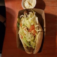 Hot dog at De Vegetarische Snackbar in The Hague