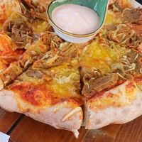 Vegan pizza with seitan at Royal Mardini in Waldkirch