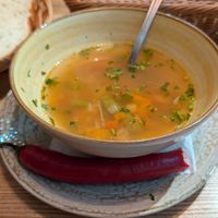 Vegetables soup at Mamaliguta  in Brasov