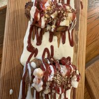 Strawberry and cream, French toast with bananas and strawberries  at Teva Deli in Rio De Janeiro