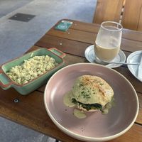 portobello benedict with tofu scramble   at Teva Deli in Rio De Janeiro