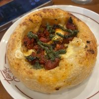 Tomato focaccia with pesto saucee  at Teva Deli in Rio De Janeiro