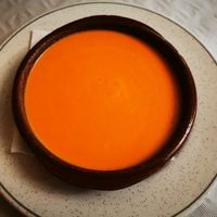 Salmorejo without ham and eggs at El Aljibe in Priego De Cordoba