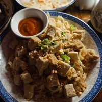 Entree item- the garlic noodles with tofu at Old Asia Teahouse & Restaurant in Beaverton