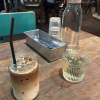 Iced hazelnut oat latte  at The Daily Fix Cafe in Malacca