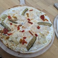 Vegetarischer Flammkuchen, der mir als vegan verkauft wurde :( at Einstein Boulderhalle Ulm in Ulm