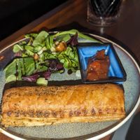Vegan sausage roll, amaretto & coke at Njord Cafe Bar in Ramsgate