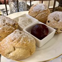 Vegan scones, jam and coconut cream   at Bedford Swan Hotel in Bedford