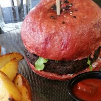 Vegan burger at Meshek Barzilay in Tel Aviv