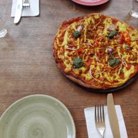 Pizza at Meshek Barzilay in Tel Aviv