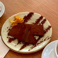 House-made chocolate with caramelized orange pulp at Meshek Barzilay in Tel Aviv