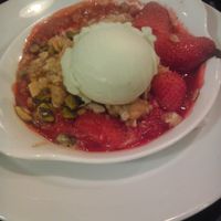 Fruit cobbler at Meshek Barzilay in Tel Aviv