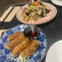 Spring rolls and salt and pepper cauliflower and eggplant  at UR Pho in Cronulla