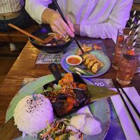 Aubergine curry & jasmine rice at Banana Tree in South East London