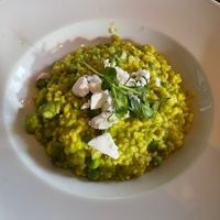 Asparagus risotto with vegan feta cheese   at The Mustard Seed  in Inverness