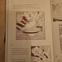 Art in the menu at Ramen Ohashi in The Hague