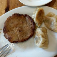 The vegan steak and dumplings where delicious!! at Surn Yi Vegetarian Restaurant in Phnom Penh