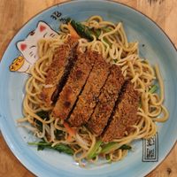 #34. Veggie-steak fried noodles at Surn Yi Vegetarian Restaurant in Phnom Penh