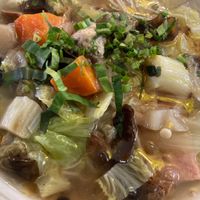 Thick mushroom soup with tofu. at Surn Yi Vegetarian Restaurant in Phnom Penh