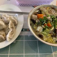 Boiled dumps, mushrooms soup. at Surn Yi Vegetarian Restaurant in Phnom Penh