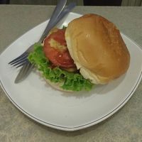 veggie ham burger at Surn Yi Vegetarian Restaurant in Phnom Penh