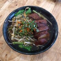 Noodle soup with braised gluten. Costs about $3 at Surn Yi Vegetarian Restaurant in Phnom Penh