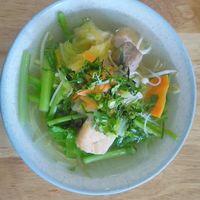 Veggie hokkien noodle soup at Surn Yi Vegetarian Restaurant in Phnom Penh