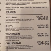 Ramen menu at Tomo no Ramen in Bristol