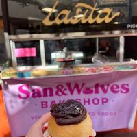 Chocolate ube ensaymada   at San and Wolves in Long Beach