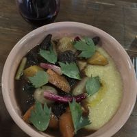 Morels bourguignon and polenta $24 paired withh
Napoli vino da seta rosso   at Feral in Portland