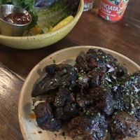 Lions mane and greens  at Feral in Portland