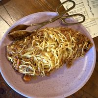 Spaghetti with roast carrot arabiatta   at Feral in Portland