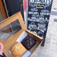 Blondie + brownie (both vegan and gluten-free) at Coronats in Valencia