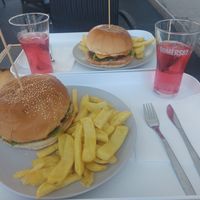 Cheeseburger with fries at YES rebel bites in Osijek