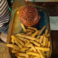 Vegan kids burger & chips at Crown Bar Wexford in Wexford