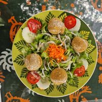 Falafel salad with tahini dressing at Inity in Aburi