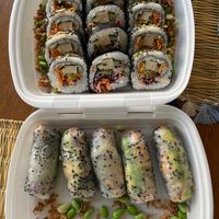 sushi and rolls at Vegashi Vegan Fusion in Ljubljana