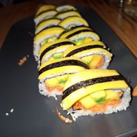 Mango avocado sushi at Vegashi Vegan Fusion in Ljubljana