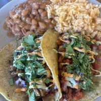 Taco Plate- Al Pastor & Asada w/ Rice & Beans  at PlanTita's Kitchen in Long Beach