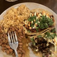 Taco plate, al pastor and carne asada   at PlanTita's Kitchen in Long Beach