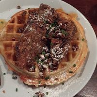 vegan chicken n waffles! at The Grange in Providence