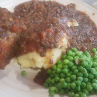 Mince and dumplings (vg) at Bella's Bar Bistro in South Shields