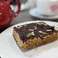 Chocolate flapjack - very golden syrupy, with a satisfying snap! at Simply Patisserie in Eastbourne